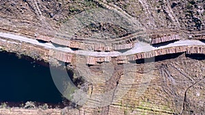 Timber stacks aerial at Bonny Glen in County Donegal - Ireland