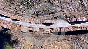 Timber stacks aerial at Bonny Glen in County Donegal - Ireland