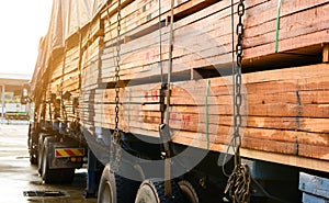 Timber transport truck Park waiting for inspection