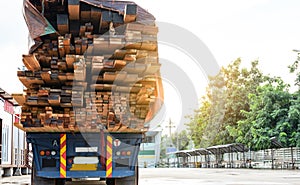 Timber transport truck Park waiting for inspection