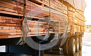 Timber transport truck Park waiting for inspection