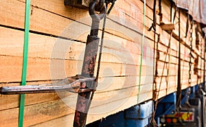 Timber transport truck Park waiting for inspection