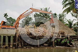 Timber transportation on the Mekong river delta in Vietnam