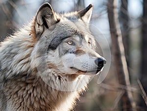 Timber Wolf (Canis lupus) Looks Left