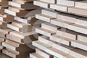 Timber, wood building material for background and texture. details wood production spike. composition wood products