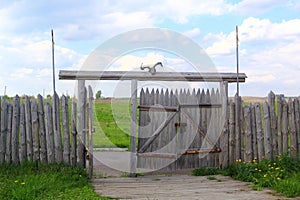 Timber wood fence and gate photo