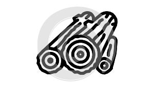 timber wooden material line icon animation