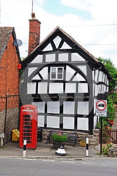 Timbered building and red phone box, Pembridge.