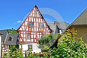 Timbered house in the village of Punderich - Moselle valley wine region in Germany