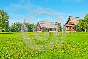 The timbered windmills in Suzdal