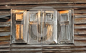 Timbered wooden wall and window