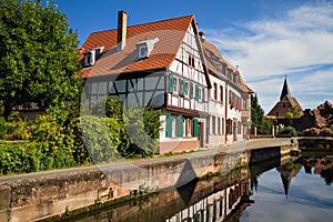 Timberframe houses at small river