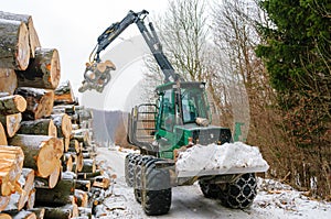 Timberjack forest machin in a forest in austria