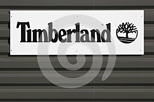 Timberland logo on a facade