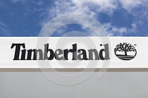 Timberland logo on a facade