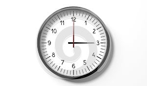 Time at 3 o clock - classic analog clock on white background