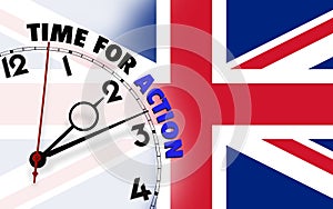 Time for action against UK flagged background photo