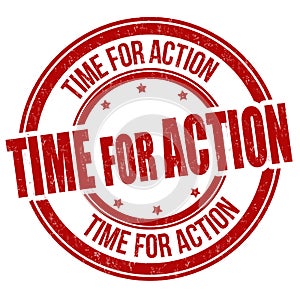 Time for action grunge rubber stamp