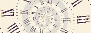 Time background. Concept of hypnosis, past, future. Round spiral, droste graphic