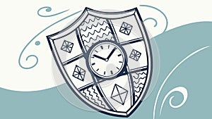 Time-Based Security Shield, Protection and Efficiency Symbol, vector design Generative AI