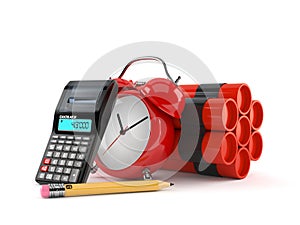 Time bomb with calculator and pencil