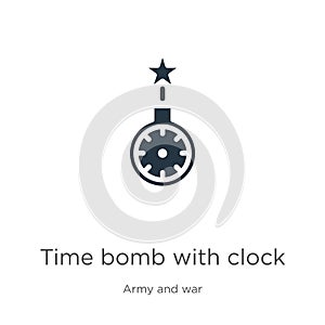 Time bomb with clock icon vector. Trendy flat time bomb with clock icon from army and war collection isolated on white background