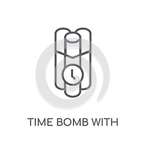 Time Bomb with Clock linear icon. Modern outline Time Bomb with