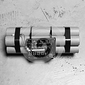 Time bomb with a working electronic clockwork