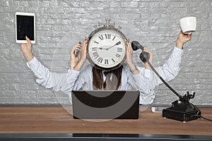 Time is business, multitasking business woman photo