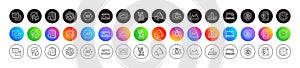 Time change, Cloud system and Medical phone line icons. For web app, printing. Round icon buttons. Vector