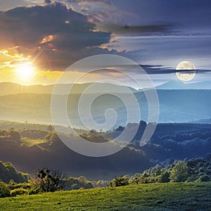 Time change concept above romania countryside