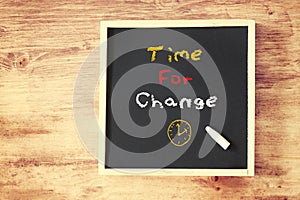 Time for change concept over blackboard