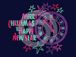 Time for a change. Merry christmas and happy new year hand lettering text