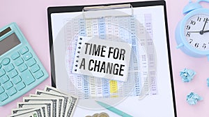Time for Change text on notepad