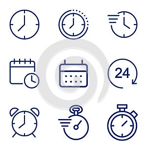 time and clock creative icon set