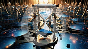 Time with clock faces, hourglasses, and surreal elements symbolizing the continuum of past