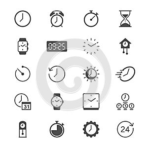 Time and clock flat icons