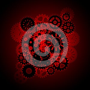 Time Clock Gears Clipart on Red Background