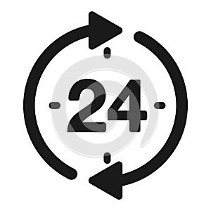 Time or Clock icon. 24 hours or Twenty four hour vector illustration
