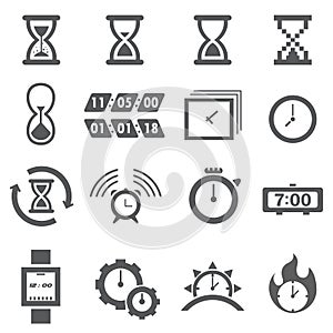 Time and clock icon set