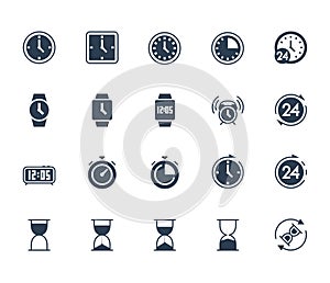 Time and clock icon set