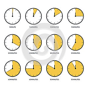 Time clock icon set flat design
