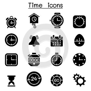 Time & clock icon set Vector illustration Graphic Design