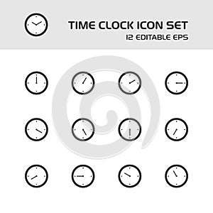 Time clock icon set. Vector illustration