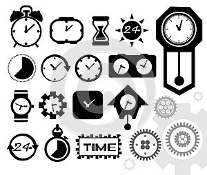 Time, clock icons set,