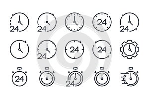 Time and Clock line icons