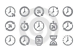 Time and clock related line vector  icon set.