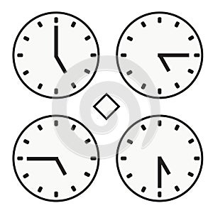 Time clock round watch hour five quoter half icon simple vector