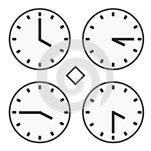 Time clock round watch hour four quoter half icon simple vector