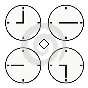 Time clock round watch hour nine quoter half icon simple vector photo